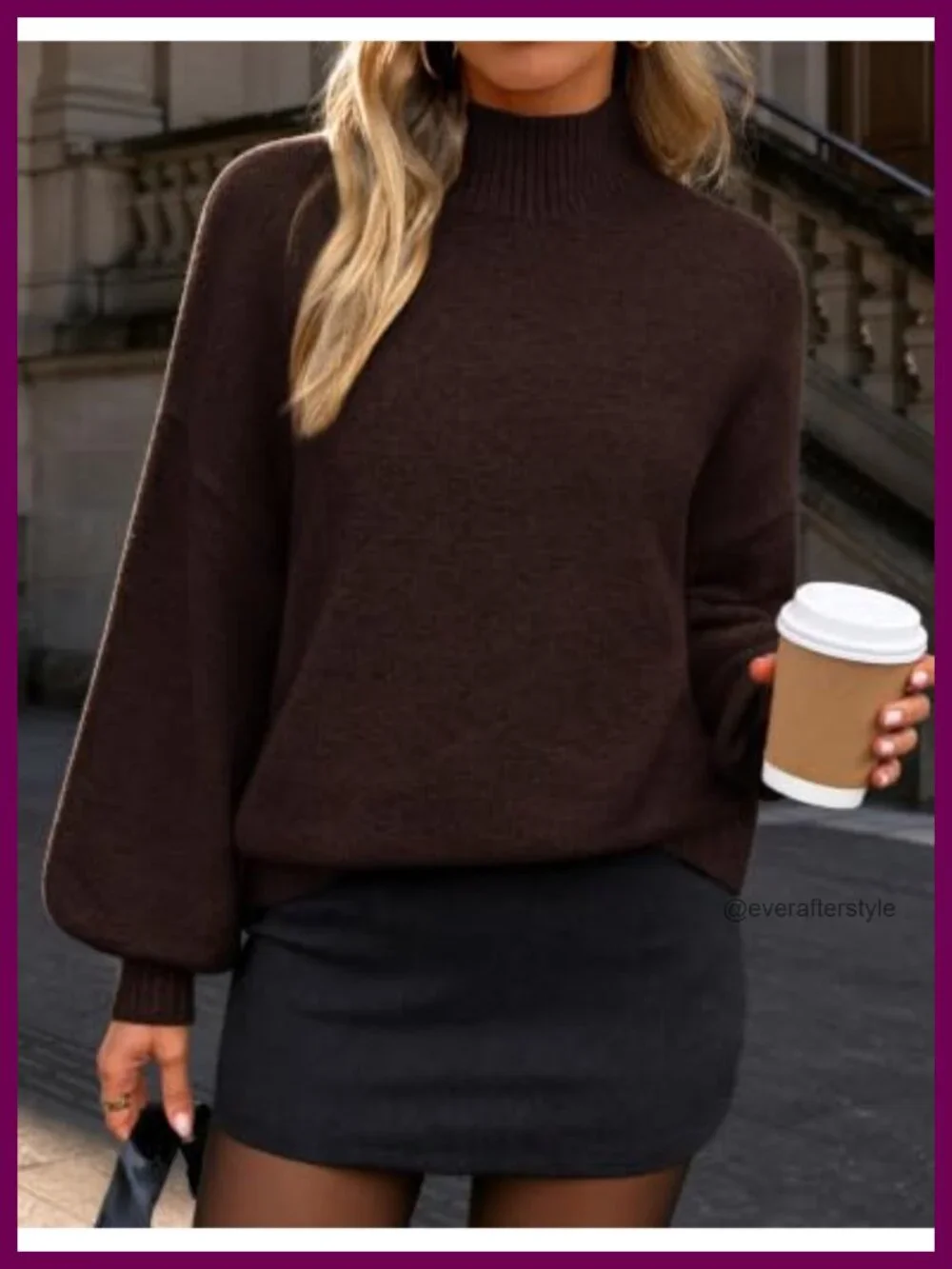 Oversized Turtleneck Sweater, Drop Shoulder, Fuzzy Chunky Long Sleeve